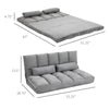 Convertible Bed Sofa, Folding Sofa Chair, Guest Chaise Lounge with 2 Pillows, Adjustable Backrest and Headrest, Light Grey