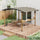 12' x 10' Outdoor Pergola with Bar Counter, Sun Shade Canopy, Aluminum and Steel Frame for Backyard