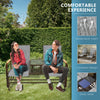 Outdoor 2-Person Glider Bench, Outside Swing Glider Chair Loveseat with Breathable Mesh, Table, Steel Frame