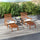 4 PCs Acacia Patio Chairs with Footstool, Cushion, Cream White