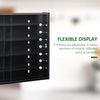 5-Tier Glass Display Cabinet with 2 Glass Doors and 4 Adjustable Shelves, Wall Mounted Display Case, Black