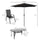 8 Pieces Patio Furniture Set with 9Ft Patio Umbrella, Outdoor Dining Table and Chairs, Black