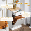 Kitchen Tilt Out Trash Cabinet, Trash Can Holder with Storage, Kitchen Wooden Recycling Cabinet with Drawer, White/Oak