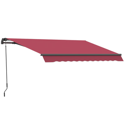 10' x 8' Manual Retractable Awning Sun Shade Tent for Patio Deck Yard with UV Protection and Easy Crank Opening, Red