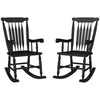 Porch Rocker Chairs Set of 2, 350 lbs. Wooden Outdoor Rocking Chairs with High Back for Garden, Patio, Balcony, Black