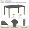 Rectangle Dining Table Set for 6 with Fabric Chairs, Long Bench, and Waterproof Top, Retro Style, Gray