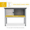 Elevated Wooden Rabbit Hutch, Indoor/Outdoor Bunny Cage with Hinged Asphalt Roof and Removable Tray for Guinea Pig, Gray