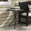 26" Round Patio Table, Outdoor Side Table with Steel Frame and Slat Tabletop for Garden, Backyard, Distressed Gray