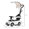 3 in 1 Ride on Push Car Sliding Walking Car for Toddlers Kids with Sun Canopy, Horn Sound, Safety Bar, Cup Holder for Boys Grils, White