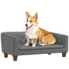 Raised Dog Sofa, Elevated Pet Sofa for Small Medium Dogs, Gray