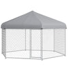 13.4' x 11.5' x 8.8' Dog Kennel Outdoor for Medium and Large-Sized Dogs with Waterproof UV Resistant Roof, Silver