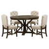 Retro 4-Piece Round Dining Table Set with Extendable Table and Upholstered Chairs, Wooden Table Legs, Espresso