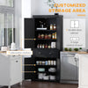 72" Kitchen Pantry Cabinet, Storage Cabinet with Doors and Shelves, Freestanding Food Pantry Cabinet, Black