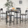 Counter Height Bar Table Set for 4, Square Kitchen Table and Chairs Set with Footrest, Metal Legs, Industrial Dinner Table Set for 4, Gray