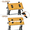 Work Bench Tool Stand with Adjustable Height and Angle, Carpenter Saw Table with 4 Clamps, Steel Frame, 220lbs Capacity