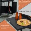 Outdoor 3 Burner Gas Grill Portable Barbecue Trolley w/ Wheels, Warming Rack, Shelves, Cabinet, Thermometer, Black