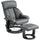 Swivel Recliner with Ottoman, Faux Leather Reclining Chair with Massage, Footstool Remote and Side Pocket, Gray