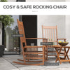Wooden Rocking Chair Set w/ Foldable Side Table, Outdoor Rocker Chairs w/ Slatted Top Table for Garden, Balcony, Porch, Up to 352 lbs., Teak