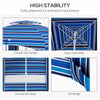 5.8' x 5.8' Cabana Umbrella for Travel, Vented Windows, Ruffles, Carry Bag, Outdoor Umbrella, Blue Strip