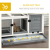 Wooden Rabbit Hutch with Wheels, Run, Slide-out Tray for Small Animals, Guinea Pig, Blue