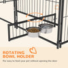 6.9' x 6.9' x 5' Outdoor Dog Kennel with Canopy Garden Playpen Fence Crate Enclosure Cage Rotating Bowl, Coffee