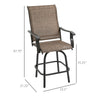 Set of 2 Outdoor Swivel Bar Stools with Armrests, Bar Height Patio Chairs with High-density Sling Steel Frame for Balcony, Poolside, Backyard