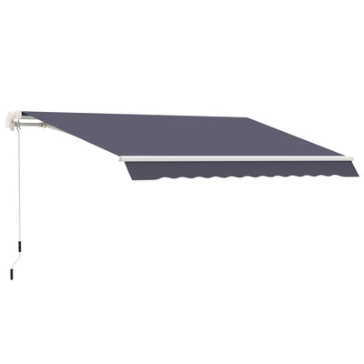 10' x 8' Manual Retractable Awning Sun Shade Shelter for Patio Deck Yard with UV Protection and Easy Crank Opening, Blue