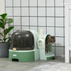 Cat Litter Box with Lid, Covered Litter Box Easy to Clean Open Including openable Front Cover, Litter Scoop, Green