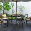 Rectangular Patio Table with Umbrella Hole, Steel Rectangle Outdoor Dining Table for 6 People for Garden, Black