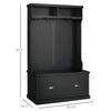 Modern Hall Tree, Coat Rack with Shoe Storage Bench with 4 Double Hooks and 2 Shelves for Hallway, Living Room, Black