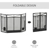 3-Panel Folding Fireplace Screen with Doors and Fire Place Tools Set, for Wood Burning, with Shovel, Firewood Tongs, Black