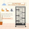 5-Level Small Animal Cage for Rabbit, Pet Mink & Chinchilla w/ Removable Tray, Ramp, Water Bottle & Food Dish, Small Pet Cage for Indoor, Black