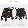 Foldable Doggy Stroller for Medium Large Dogs, Pet Stroller with Storage, Smooth Ride with Shock Absorption, Mesh Window & Safety Leash, Black