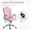 Home Office Chair, Velvet Computer Chair, Button Tufted Desk Chair with Swivel Wheels, Adjustable Height, and Tilt Function, Pink