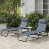 2 Pieces of 4-Position Reclining Beach Chair Chaise Lounge Folding Chair - Gray