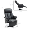Swivel Recliner, Adjustable PU Leather Manual Recliner Chair with Footrest, Padded Arms and Steel Base, Black
