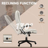 6 Point Vibrating Heated Massage Office Chair, Linen High Back Office Desk Chair, Reclining Backrest, Padded Armrests & Remote, Cream White