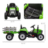 12V Ride on Tractor with Trailer, Kids Battery Powered Electric Tractor with Remote Control, 2 Motors, Music Sound, Horn & LED Lights, Green