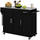 Kitchen Island w/ Storage, Rolling Kitchen Island on Wheels w/ Drawer, 3 Cabinets, Stainless Steel Countertop, Spice Rack and Towel Rack, Black