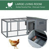 88" Large Wooden Chicken Coop Hen House Rabbit Hutch Poultry Cage Pen Backyard with Outdoor Run, Nesting Box, Waterproof Roof & Tray, Gray