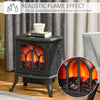 Free Standing Electric Fireplace, Fire Place Heater with Flame Effect, Adjustable Temperature & Overheat Protection, 750W/1500W, Black