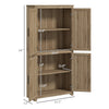 64" Kitchen Pantry, Tall Storage Cabinet with 4 Rattan Doors, 4 Tier Shelves and Adjustable Shelf, Natural
