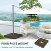 Offset Umbrella Base Weight Set, Fillable Outdoor Umbrella Weights, 175 lb. with Water or 230 lb. with Sand, Brown