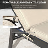 2 Patio Chaise Lounge Chair Cushions with Backrests, Replacement Patio Cushions with Ties, Lounge Chair, Beige