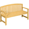 56" Outdoor Patio Wood Bench, 2-Seater Garden Bench with Slatted Seat, Backrest & Arm Rests for Patio, Porch, Poolside, Natural