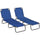 Folding Chaise Lounge Pool Chairs, Set of 2 Outdoor Sun Tanning Chairs, 5-Position Reclining Back, Steel Frame & Oxford Fabric, Blue