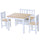 4-Piece Kids Table Set with 2 Wooden Chairs, 1 Storage Bench, and Interesting Modern Design, Natural/White