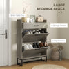 Slim Shoe Storage Cabinet, Shoes Cabinet Organizer with 2 Flip Drawers, Adjustable Shelves for 12 Pair, Distressed Gray