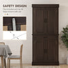 71" Freestanding Kitchen Pantry with 4 Doors and 2 Large Cabinets, Tall Storage Cabinet with Drawer, Coffee