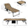 2 Piece Folding Chaise Lounge Pool Chairs with 5-level Reclining Back, Reading Hole, Side Pocket, Beige